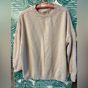 Aerie Crewneck sweatshirt w/ waffle knit panel sleeves Heather gray sz S
